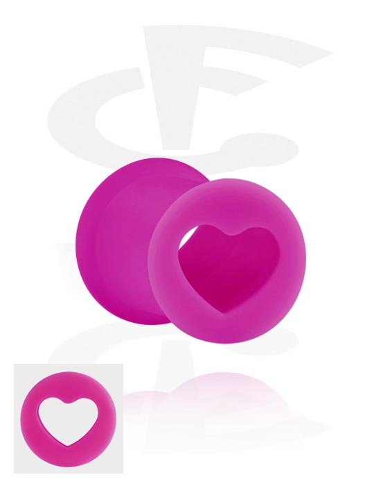 Tunnel & Plug, Ribbed tunnel (silicone)  con motivo con cuore, Silicone