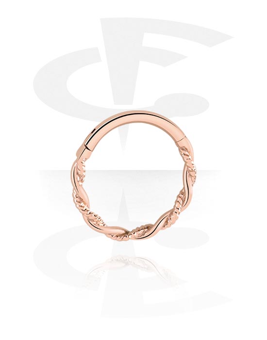 Piercingringer, Piercing-clicker (kirurgisk stål, rosegull, skinnende finish), Rosegold Plated Surgical Steel 316L