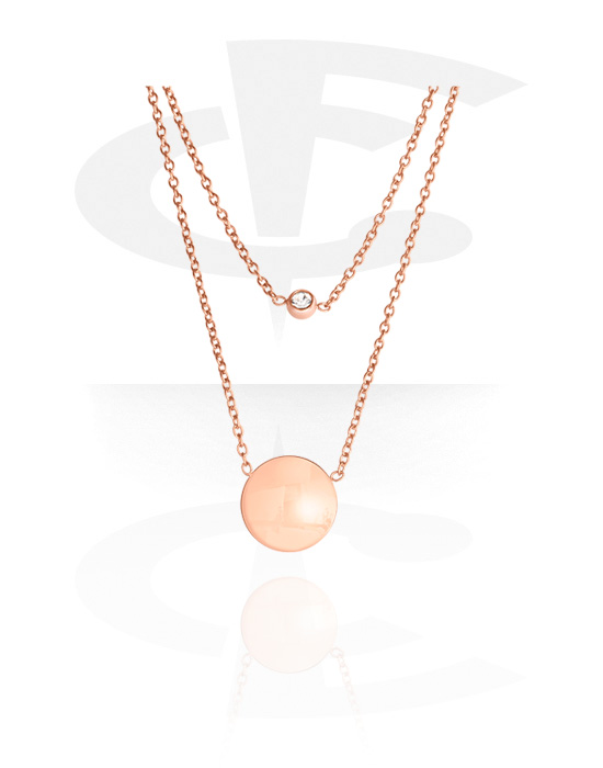 Necklaces, 2-Layered-Necklace with Pendants, Rose Gold Plated Surgical Steel 316L