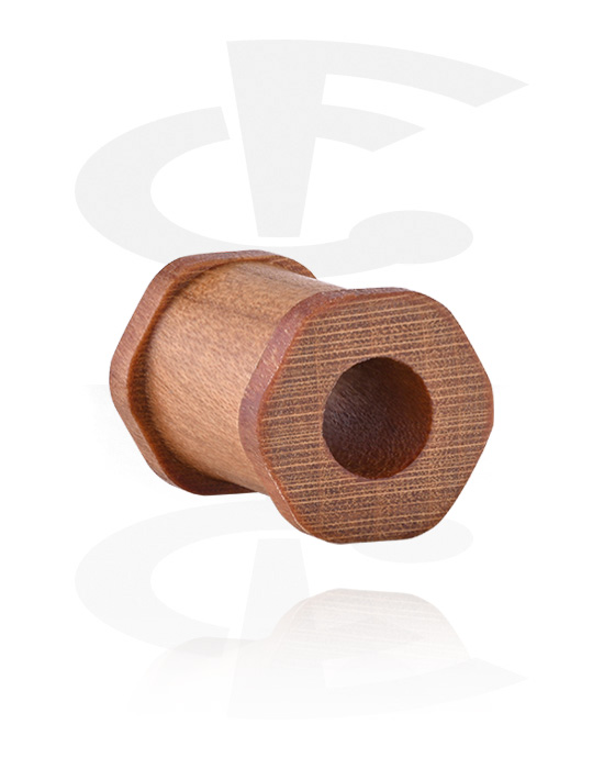 Tunnels og plugs, Hexagon ribbed tunnel (wood), Træ