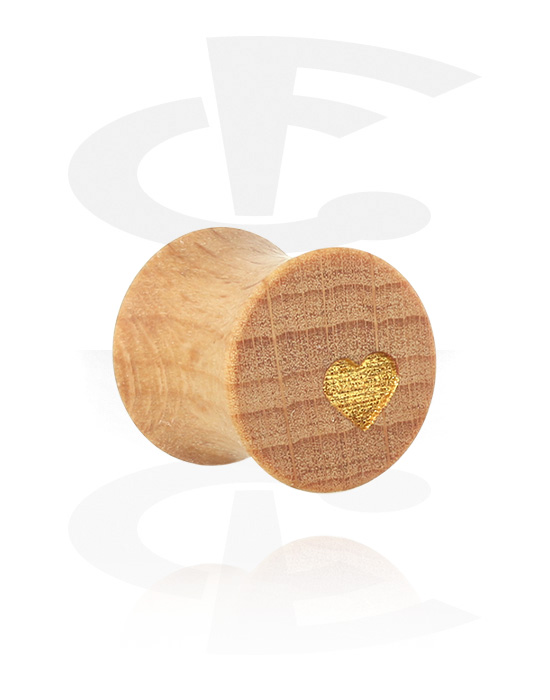 Tunnels & Plugs, Plug double flared (bois) avec gravure laser "coeur", Bois