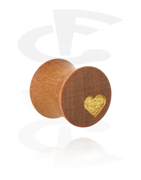 Tunnels & Plugs, Double flared plug (wood) with laser engraving "heart", Wood