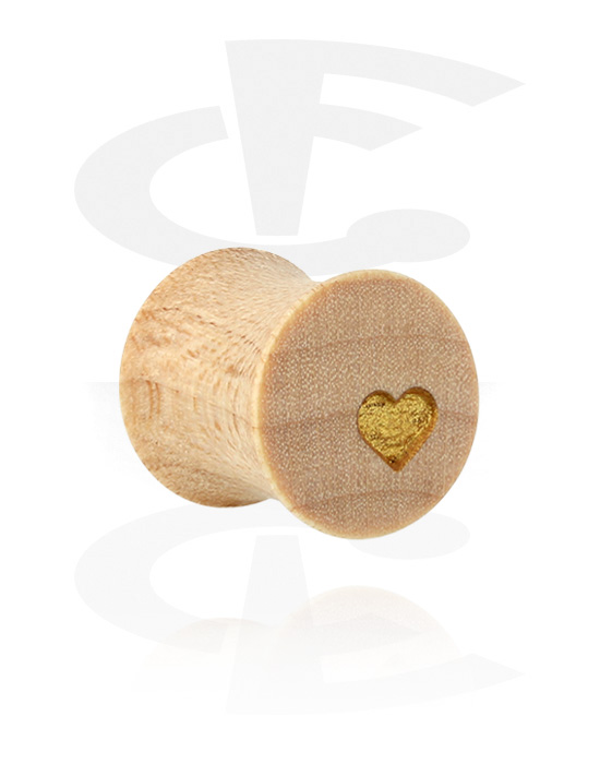 Tunnels & Plugs, Double flared plug (wood) with laser engraving "heart", Wood