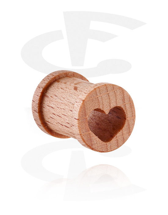 Tunnel & Plug, Ribbed tunnel (legno) con motivo con cuore, Legno