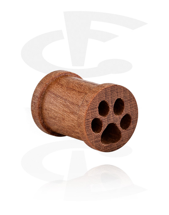 Túneles & plugs, Plug ribbed (Madera) con diseño de pata, Madera