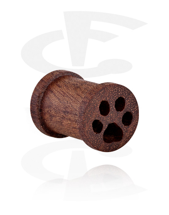 Túneles & plugs, Plug ribbed (Madera) con diseño de pata, Madera