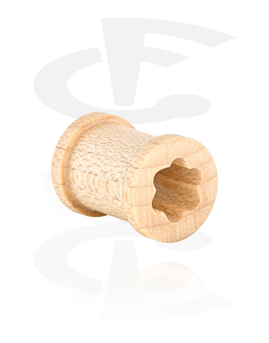 Tunnel & Plug, Ribbed tunnel (legno) con motivo a fiore, Legno