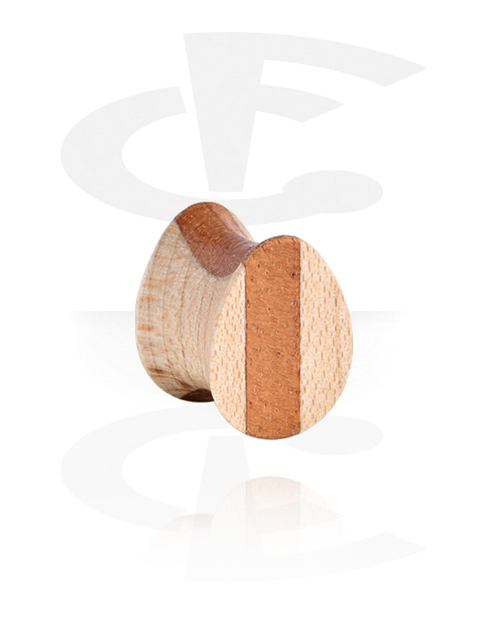 Tunnels & Plugs, Tear-shaped double flared plug (wood), Wood