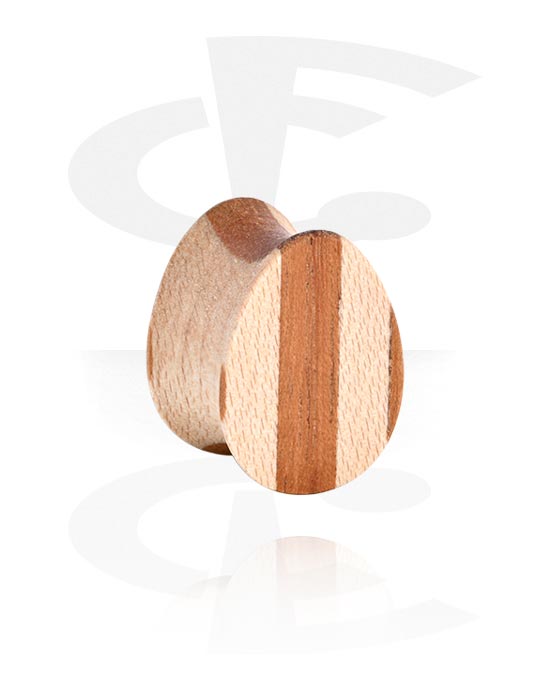 Tunnels & Plugs, Tear-shaped double flared plug (wood), Wood