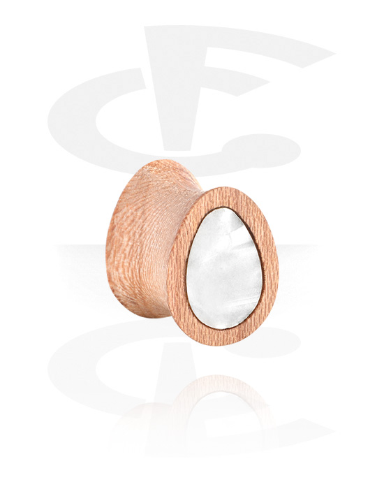 Tunnels & Plugs, Tear-shaped double flared plug (wood), Wood