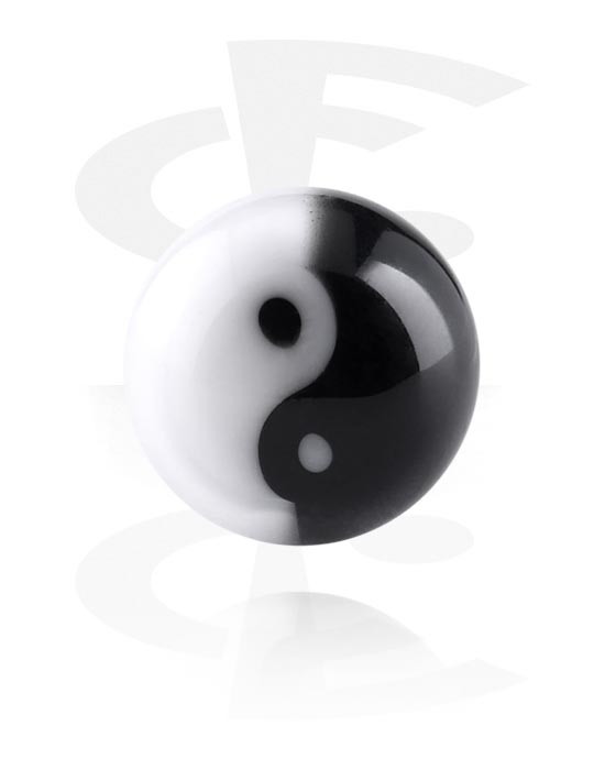 Bolas, barras & más, Accesorio para barras con rosca interior (acrílico, varios colores) con diseño yin-yang, Acrílico
