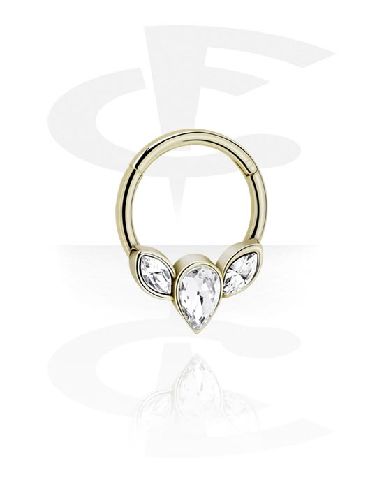 Piercing Ringe, Piercing clicker (surgical steel, zircon steel, shiny finish) med krystaller, Zirconstål